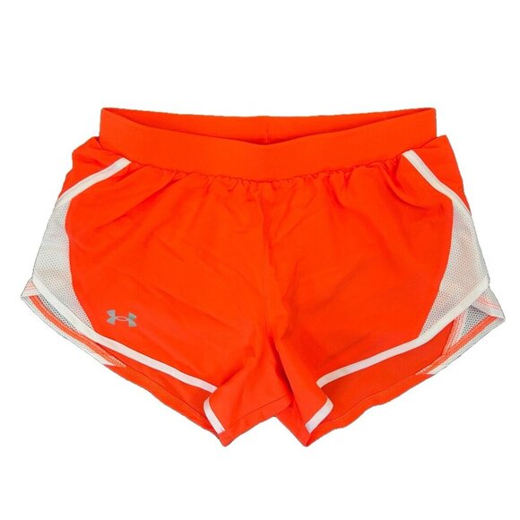 Under Armour Women's Fly By 2.0 Shorts Size XS Orange White 3 in Drawstring NWT - Picture 1 of 16